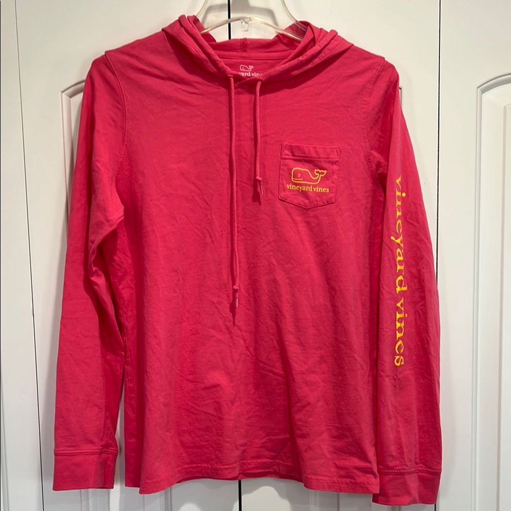 Vineyard Vines Women’s  Pink Hoodie w/Yellow Logo- Size S